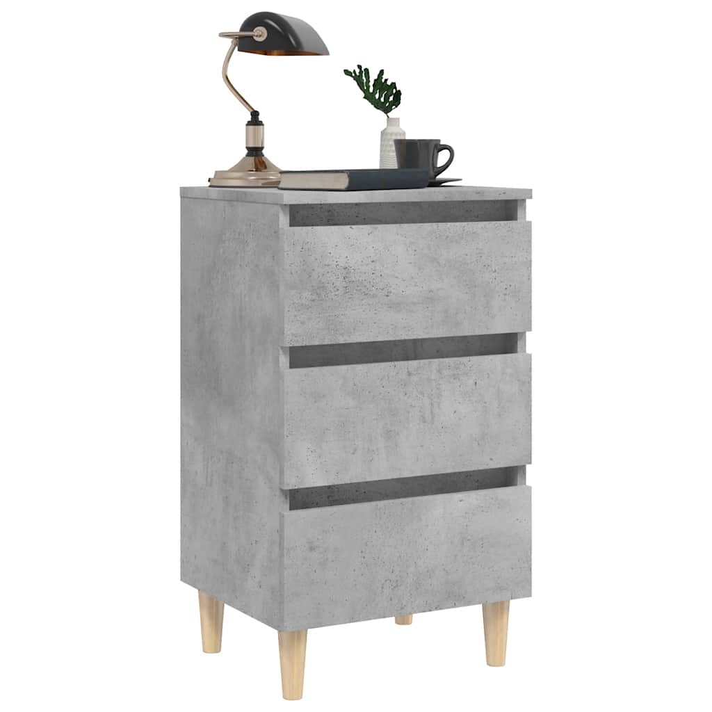 805896 vidaXL Bed Cabinets & Solid Wood Legs 2 pcs Concrete Grey 40x35x69 cm