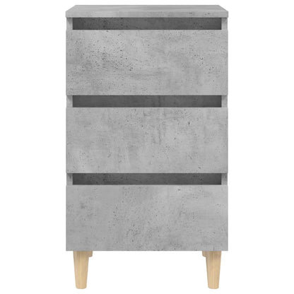 805896 vidaXL Bed Cabinets & Solid Wood Legs 2 pcs Concrete Grey 40x35x69 cm