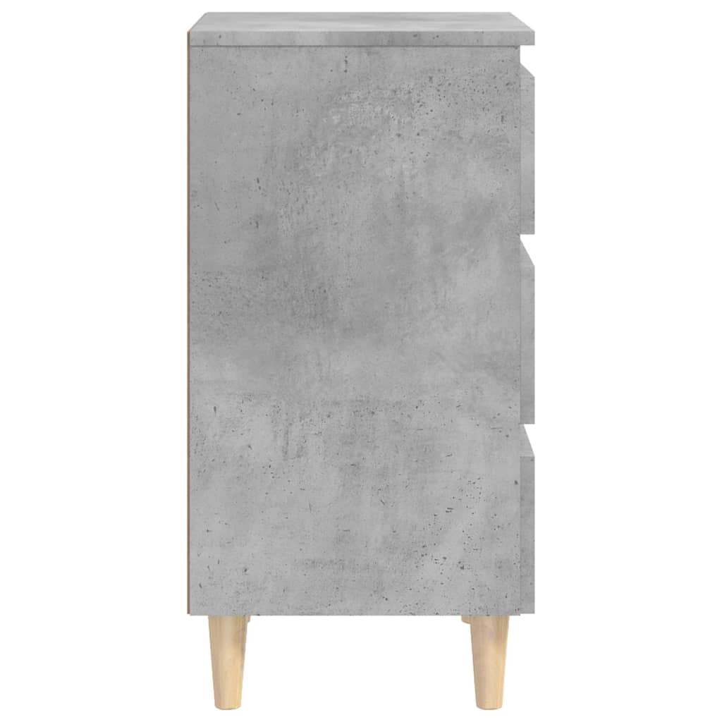 805896 vidaXL Bed Cabinets & Solid Wood Legs 2 pcs Concrete Grey 40x35x69 cm