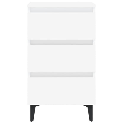 805905 vidaXL Bed Cabinet with Metal Legs White 40x35x69 cm