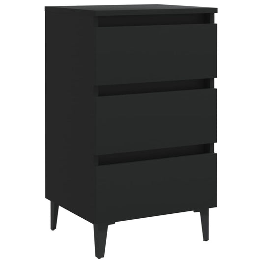805907 vidaXL Bed Cabinet with Metal Legs Black 40x35x69 cm