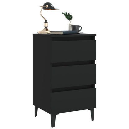 805907 vidaXL Bed Cabinet with Metal Legs Black 40x35x69 cm
