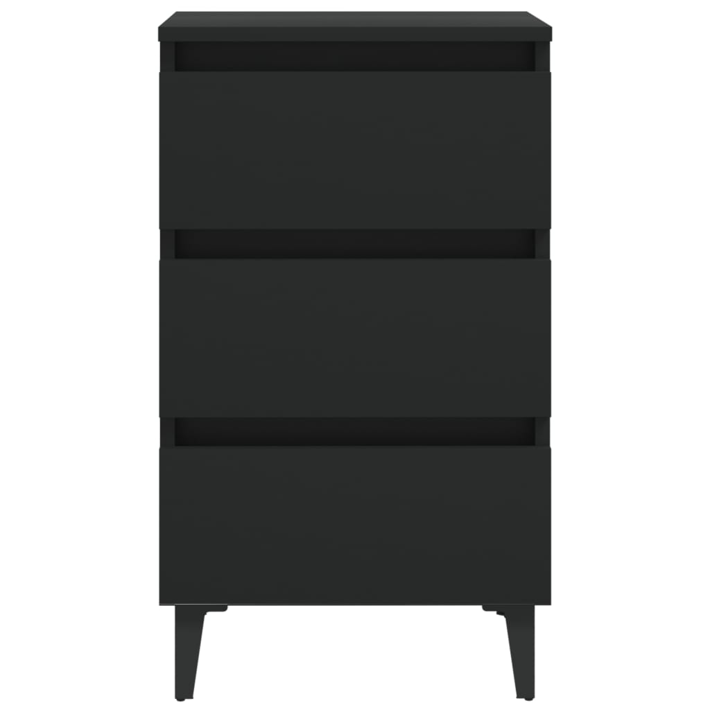805907 vidaXL Bed Cabinet with Metal Legs Black 40x35x69 cm
