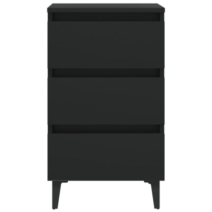 805907 vidaXL Bed Cabinet with Metal Legs Black 40x35x69 cm