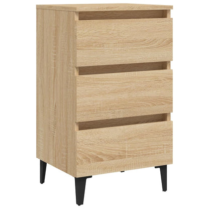 805911 vidaXL Bed Cabinet with Metal Legs Sonoma Oak 40x35x69 cm