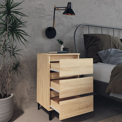 805911 vidaXL Bed Cabinet with Metal Legs Sonoma Oak 40x35x69 cm