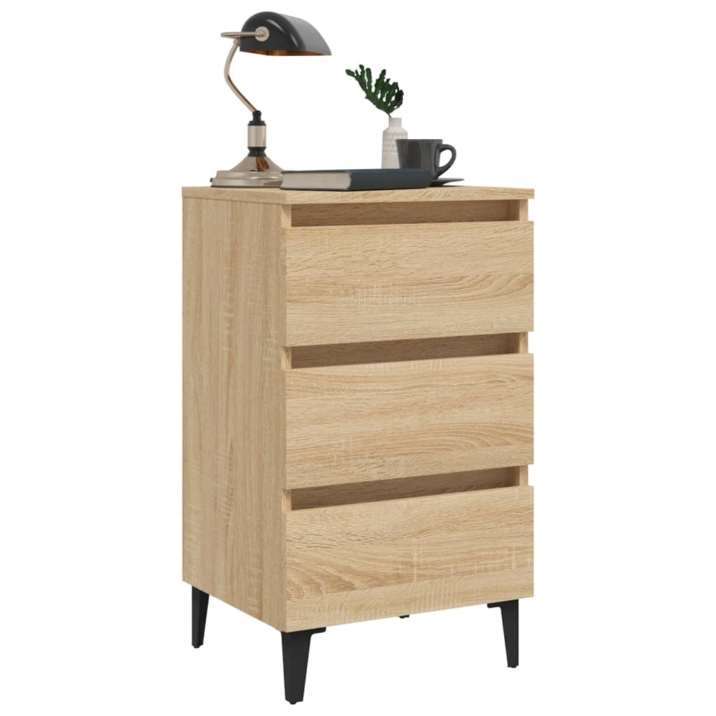 805911 vidaXL Bed Cabinet with Metal Legs Sonoma Oak 40x35x69 cm
