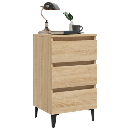 805911 vidaXL Bed Cabinet with Metal Legs Sonoma Oak 40x35x69 cm