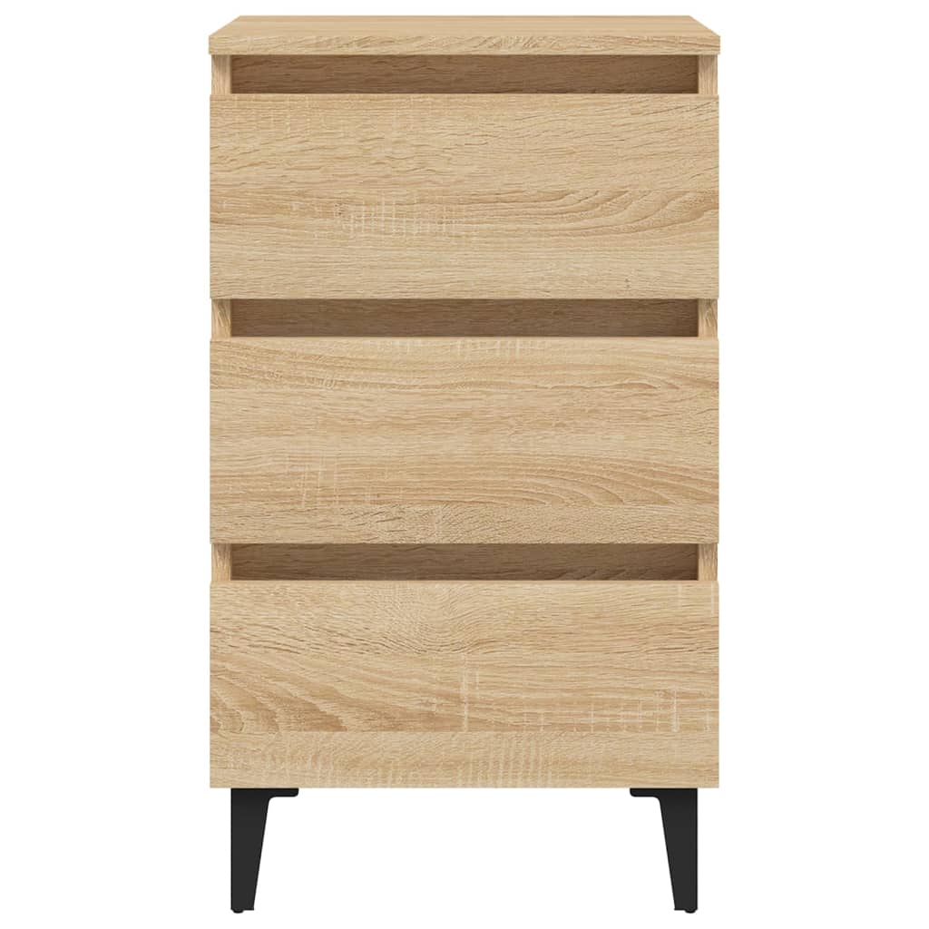 805911 vidaXL Bed Cabinet with Metal Legs Sonoma Oak 40x35x69 cm