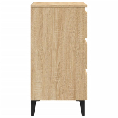 805911 vidaXL Bed Cabinet with Metal Legs Sonoma Oak 40x35x69 cm