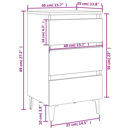 805911 vidaXL Bed Cabinet with Metal Legs Sonoma Oak 40x35x69 cm