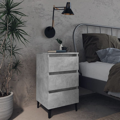 805913 vidaXL Bed Cabinet with Metal Legs Concrete Grey 40x35x69 cm