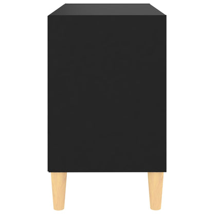 TV Cabinet with Solid Wood Legs Black 69.5x30x50 cm