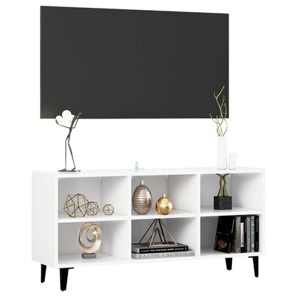TV Cabinet with Metal Legs White 103.5x30x50 cm