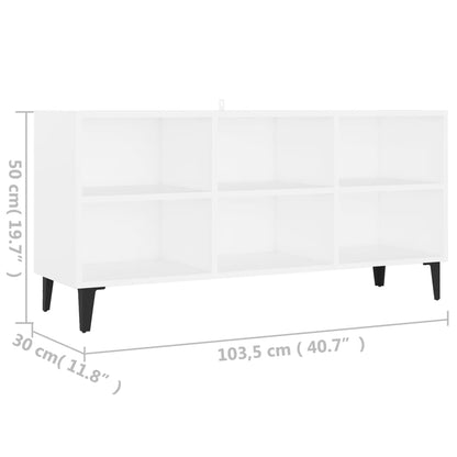 TV Cabinet with Metal Legs White 103.5x30x50 cm