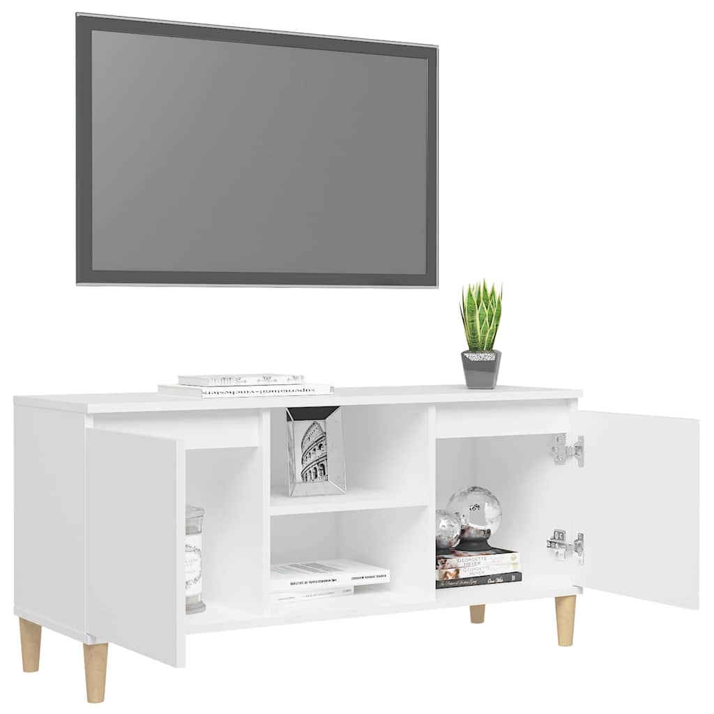 805959 vidaXL TV Cabinet with Solid Wood Legs White 103,5x35x50 cm