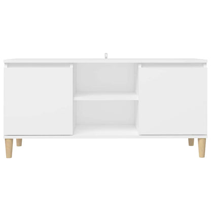 805959 vidaXL TV Cabinet with Solid Wood Legs White 103,5x35x50 cm