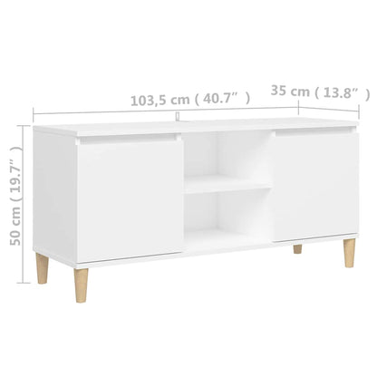 805959 vidaXL TV Cabinet with Solid Wood Legs White 103,5x35x50 cm