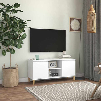 805959 vidaXL TV Cabinet with Solid Wood Legs White 103,5x35x50 cm