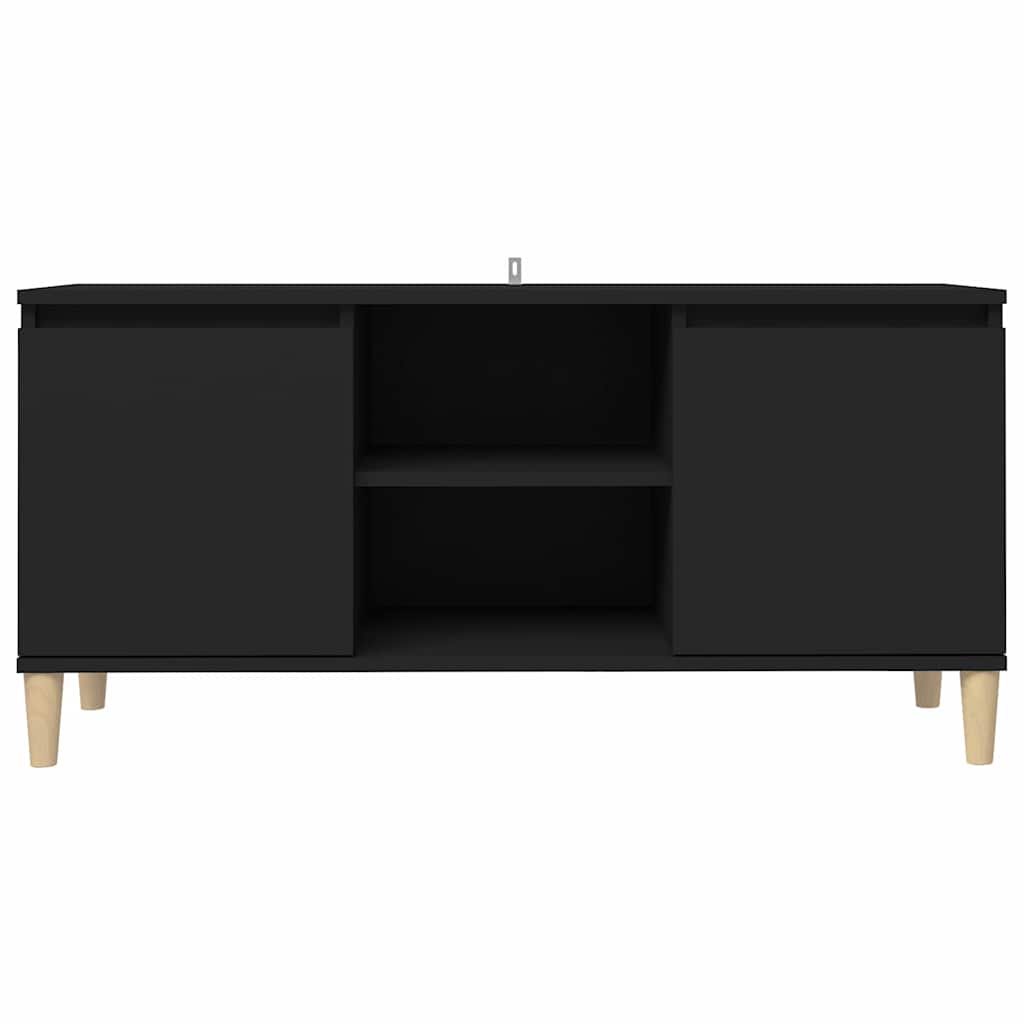 805960 vidaXL TV Cabinet with Solid Wood Legs Black 103,5x35x50 cm