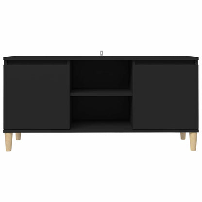 805960 vidaXL TV Cabinet with Solid Wood Legs Black 103,5x35x50 cm
