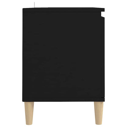 805960 vidaXL TV Cabinet with Solid Wood Legs Black 103,5x35x50 cm