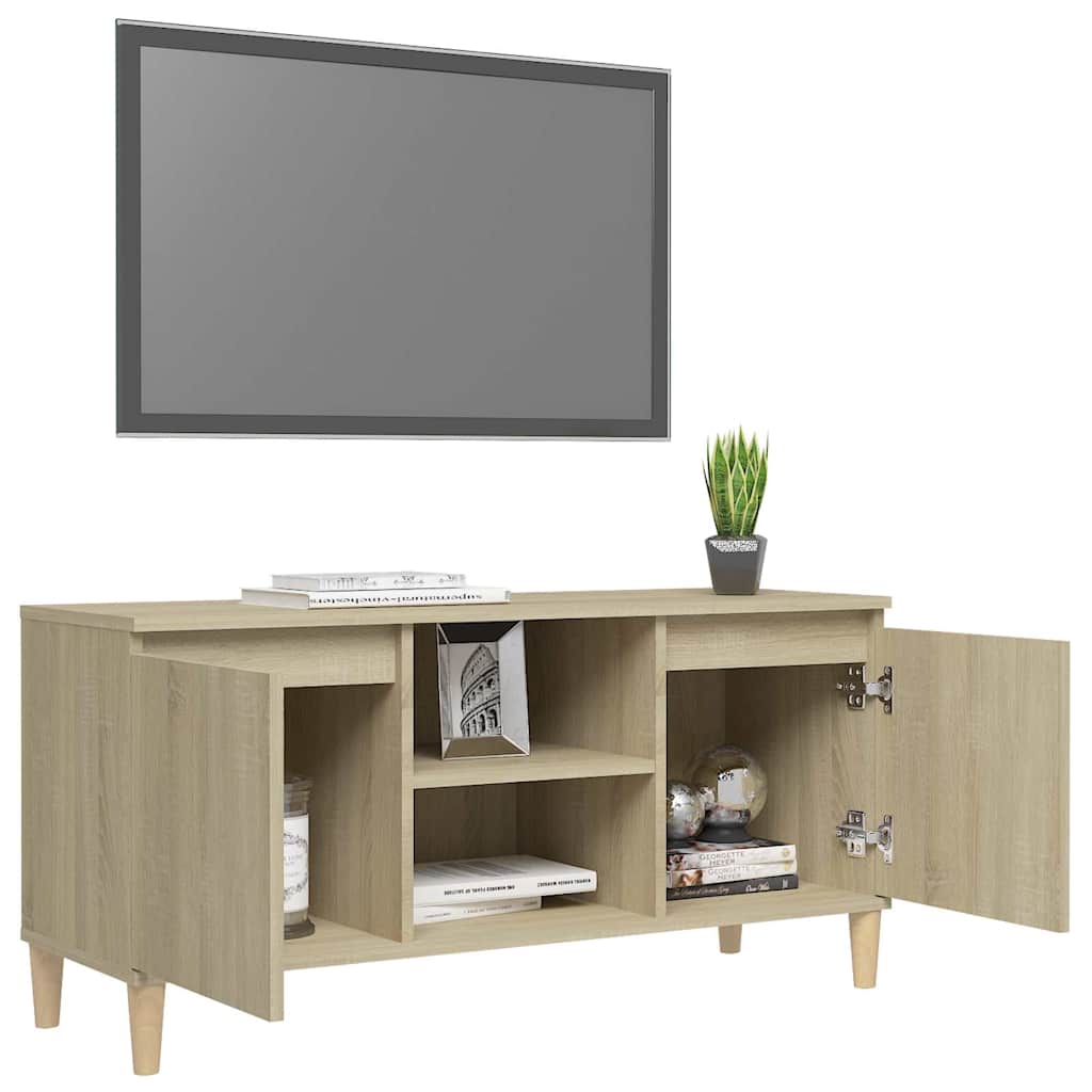 805962 vidaXL TV Cabinet with Solid Wood Legs Sonoma Oak 103,5x35x50 cm