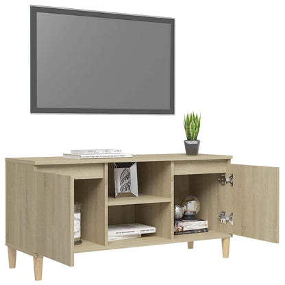 805962 vidaXL TV Cabinet with Solid Wood Legs Sonoma Oak 103,5x35x50 cm