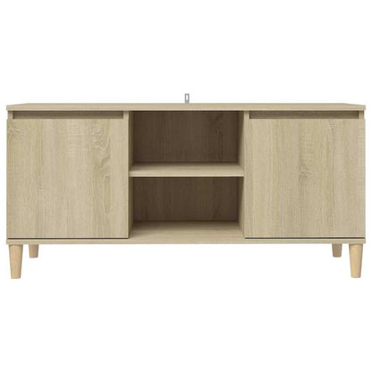 805962 vidaXL TV Cabinet with Solid Wood Legs Sonoma Oak 103,5x35x50 cm