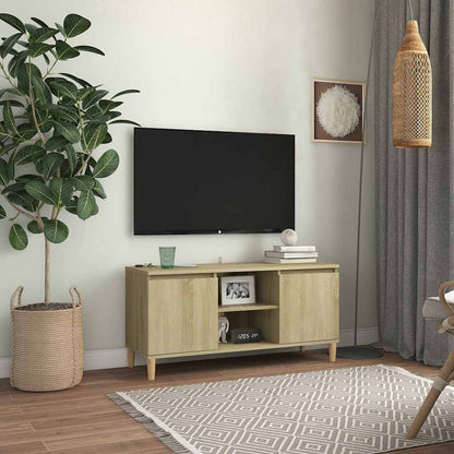 805962 vidaXL TV Cabinet with Solid Wood Legs Sonoma Oak 103,5x35x50 cm