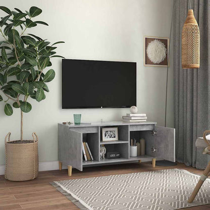 805963 vidaXL TV Cabinet with Solid Wood Legs Concrete Grey 103,5x35x50 cm