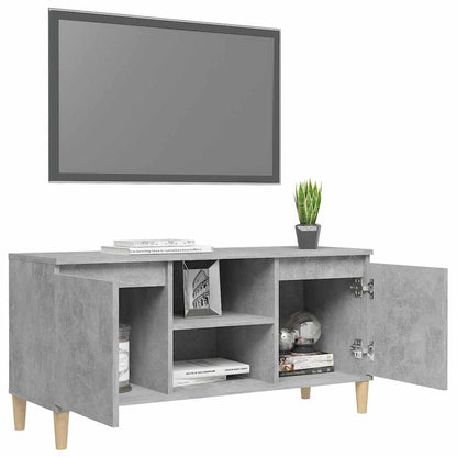 805963 vidaXL TV Cabinet with Solid Wood Legs Concrete Grey 103,5x35x50 cm