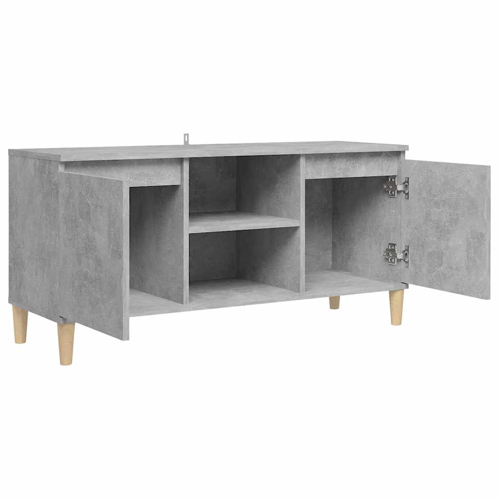 805963 vidaXL TV Cabinet with Solid Wood Legs Concrete Grey 103,5x35x50 cm