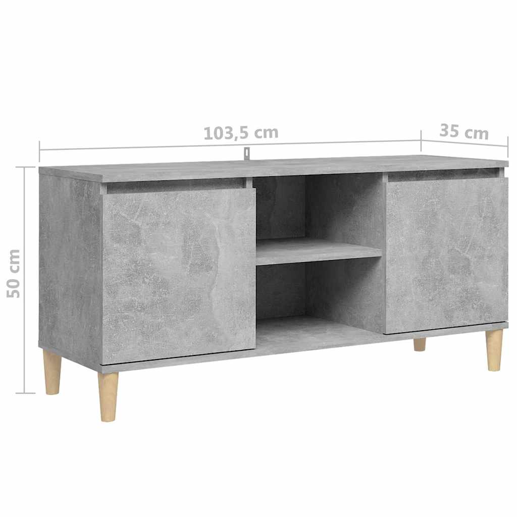 805963 vidaXL TV Cabinet with Solid Wood Legs Concrete Grey 103,5x35x50 cm