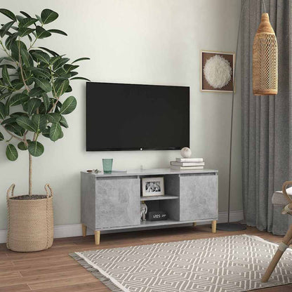 805963 vidaXL TV Cabinet with Solid Wood Legs Concrete Grey 103,5x35x50 cm