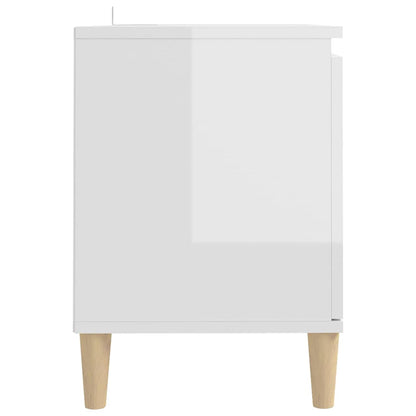 805965 vidaXL TV Cabinet & Solid Wood Legs High Gloss White 103,5x35x50 cm