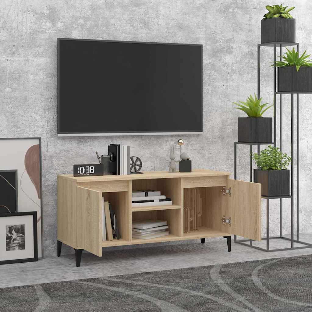 805971 vidaXL TV Cabinet with Metal Legs Sonoma Oak 103,5x35x50 cm