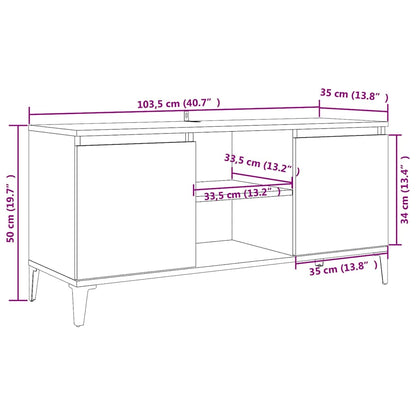 805971 vidaXL TV Cabinet with Metal Legs Sonoma Oak 103,5x35x50 cm
