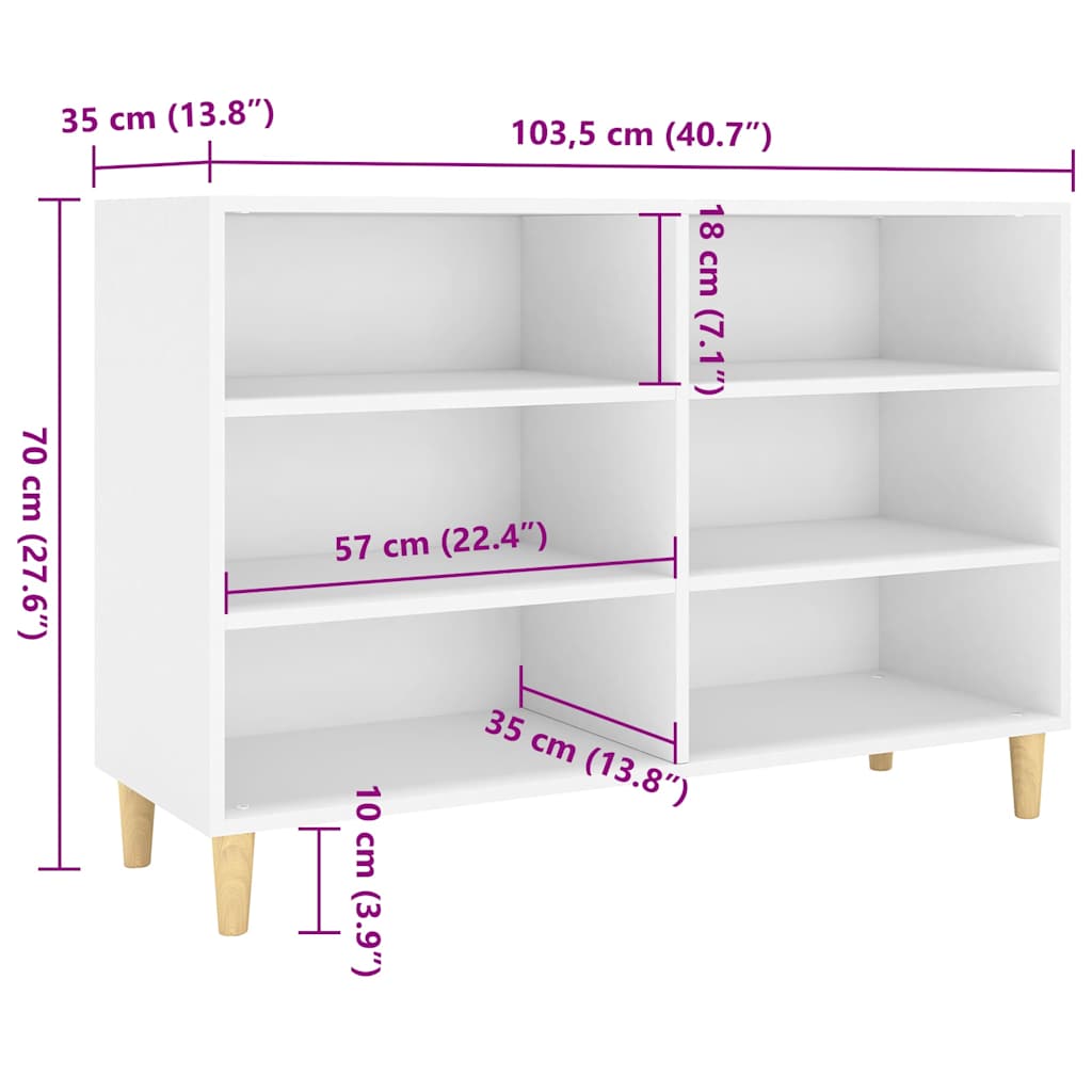 Sideboard White 103,5x35x70 cm Engineered Wood