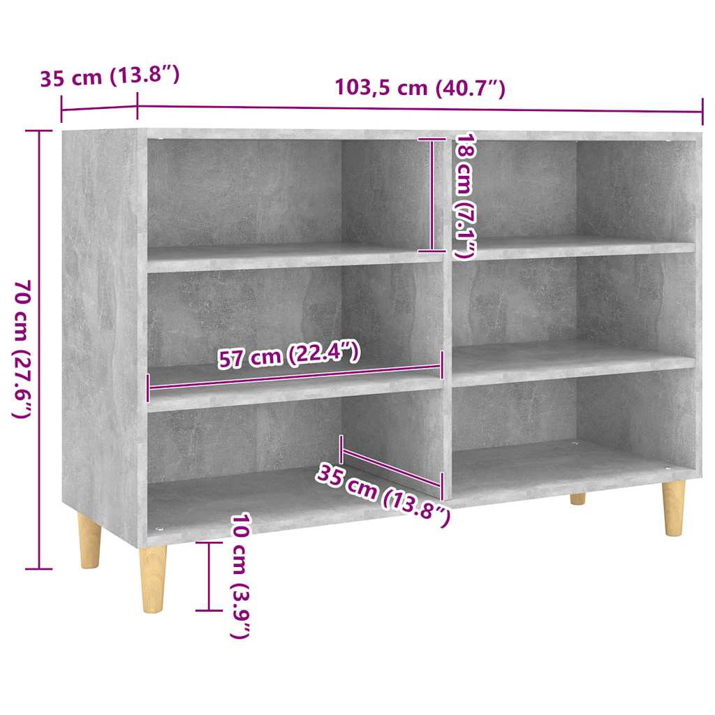 Sideboard Concrete Grey 103.5x35x70 cm Engineered Wood