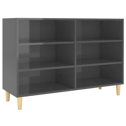 Sideboard High Gloss Grey 103.5x35x70 cm Engineered Wood