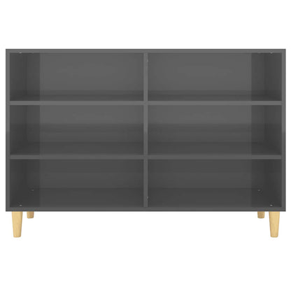 Sideboard High Gloss Grey 103.5x35x70 cm Engineered Wood