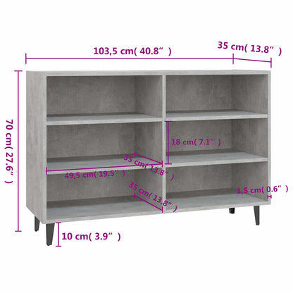 806044 vidaXL Sideboard Concrete Grey 103,5x35x70 cm Engineered Wood