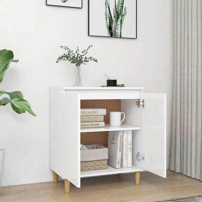 Sideboard with Solid Wood Legs White 60x35x70cm Engineered Wood