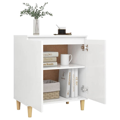 Sideboard with Solid Wood Legs White 60x35x70cm Engineered Wood