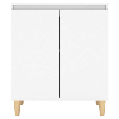 Sideboard with Solid Wood Legs White 60x35x70cm Engineered Wood
