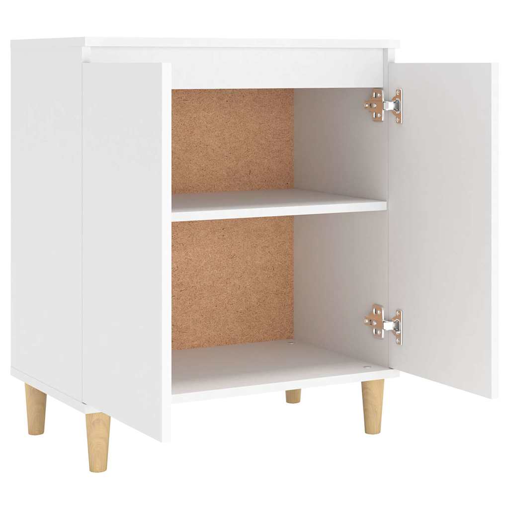 Sideboard with Solid Wood Legs White 60x35x70cm Engineered Wood