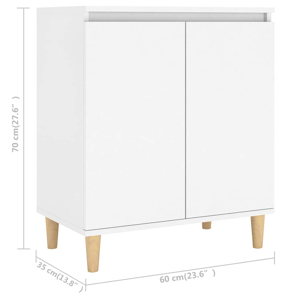 Sideboard with Solid Wood Legs White 60x35x70cm Engineered Wood