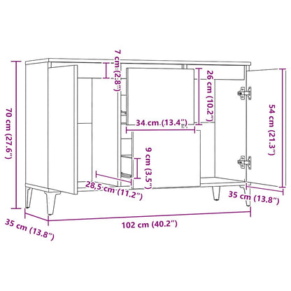 806115 vidaXL Sideboard Sonoma Oak 102x35x70 cm Engineered Wood