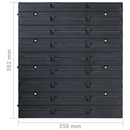 48 Piece Storage Bin Kit with Wall Panels Blue and Black
